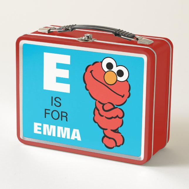 Lunch Box E est pour Elmo | Ajouter Votre Nom (Devant)