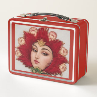 Lunch Box e Lady – Art Floral Persan Valise de Voyage Rouge