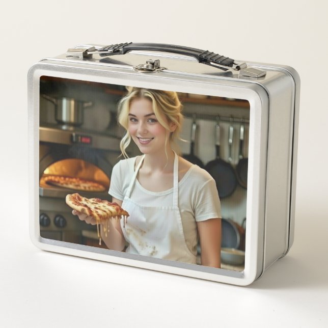 Lunch Box Eating Pizza Photo Personalize Customize (Devant)