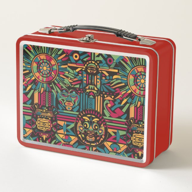 Lunch Box Eco-Friendly Red "Eclipsed Suns and Pyramids" Enfa (Devant)