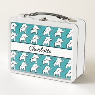 Lunch Box Ecole verte et blanche éléphante