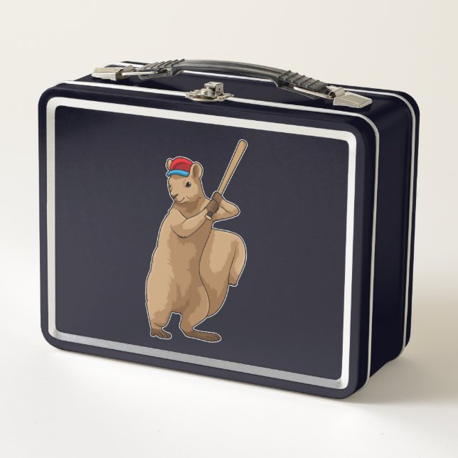 Lunch Box Écureuil au baseball avec batte de baseball (Devant)