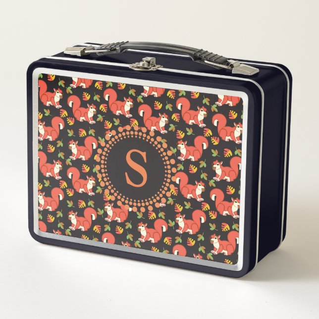 Lunch Box Écureuil mou et Motif feuille d'automne (Devant)