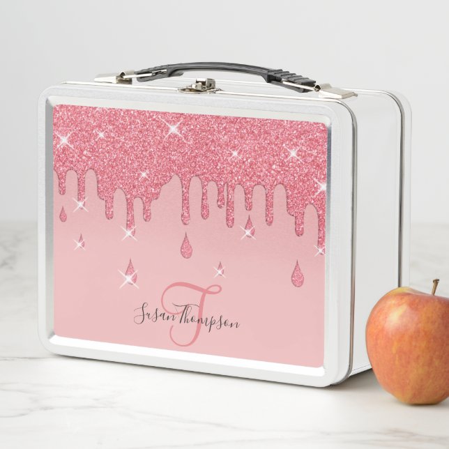 Lunch Box Élégant effet de Parties scintillant rose personna (En situation)