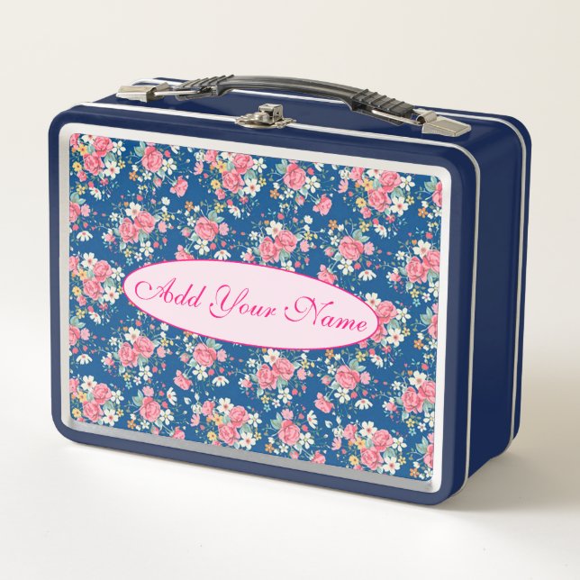 Lunch Box Élégant Floral Moderne Ajouter Votre Texte (Devant)