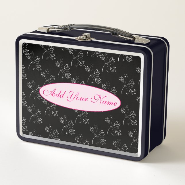Lunch Box Élégant Floral Moderne Ajouter Votre Texte (Devant)