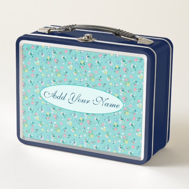 Lunch Box Élégant Floral Moderne Ajouter Votre Texte (Devant)