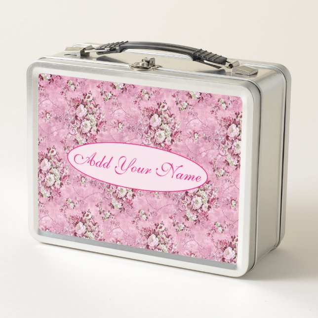 Lunch Box Élégant Floral Moderne Ajouter Votre Texte (Devant)
