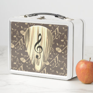 Lunch Box Elégant Golden Treble Clef Music Art