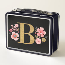 Élégant Monogramme floral rose