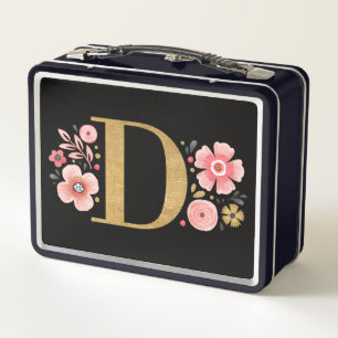 Lunch Box Élégant Monogramme floral rose