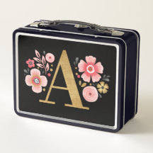 Élégant Monogramme floral rose