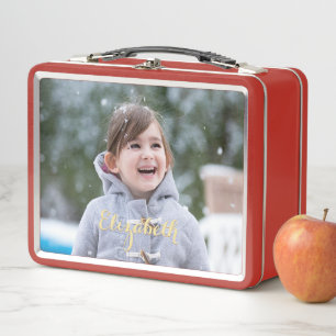 Lunch Box Élégant Monogramme Or filles garçons enfants école