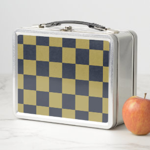 Lunch Box Elégant or et bleu marine À damiers Motif