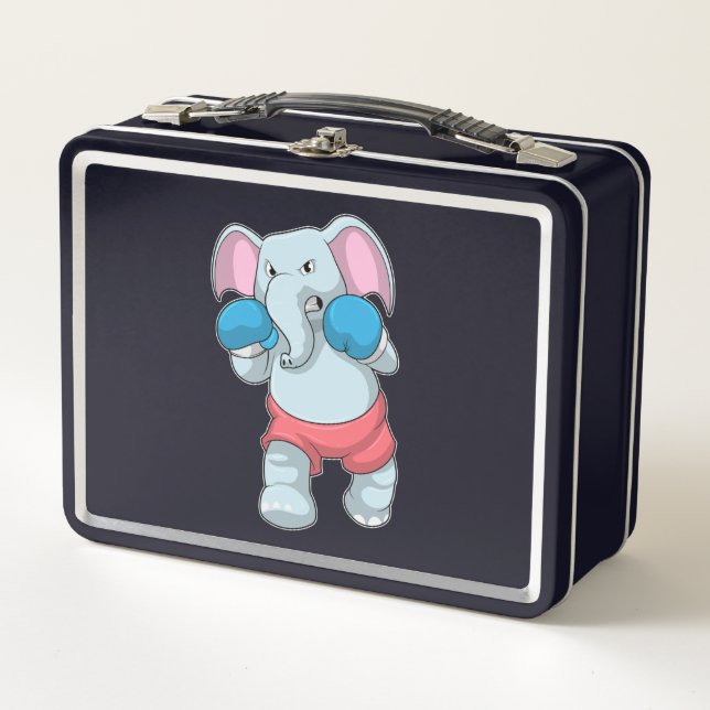 Lunch Box Eléphant à la boxe avec gants de boxe (Devant)