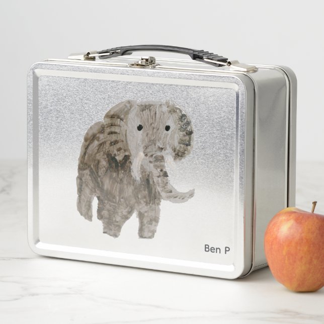 Lunch Box Eléphant gris animal sauvage personnalisé (En situation)