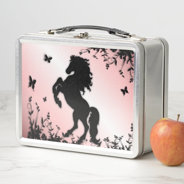 Lunch Box Élevage noir stallion rose (En situation)