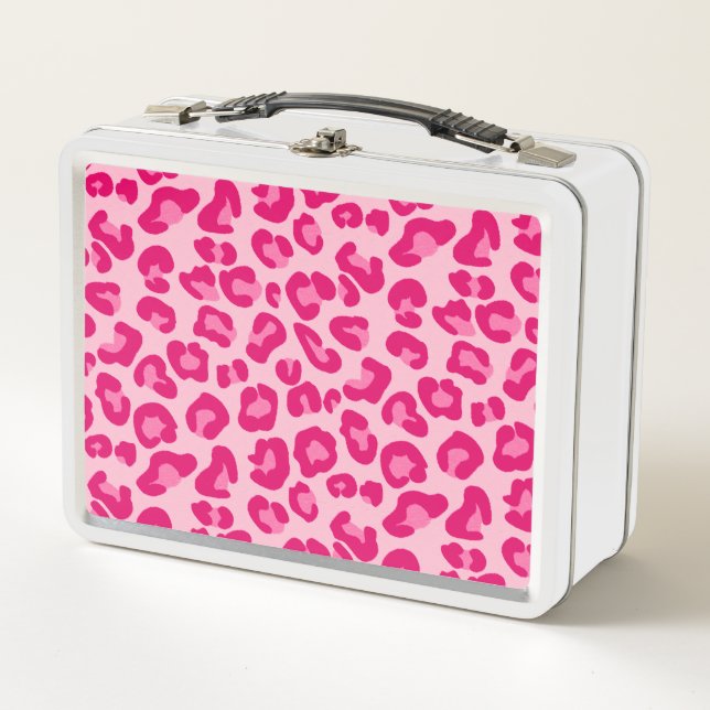 Lunch Box empreinte de léopard en Pastel Pink, Hot Pink et F (Devant)