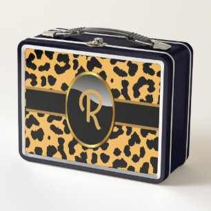 Lunch Box Empreinte de léopard Monogramme personnalisé