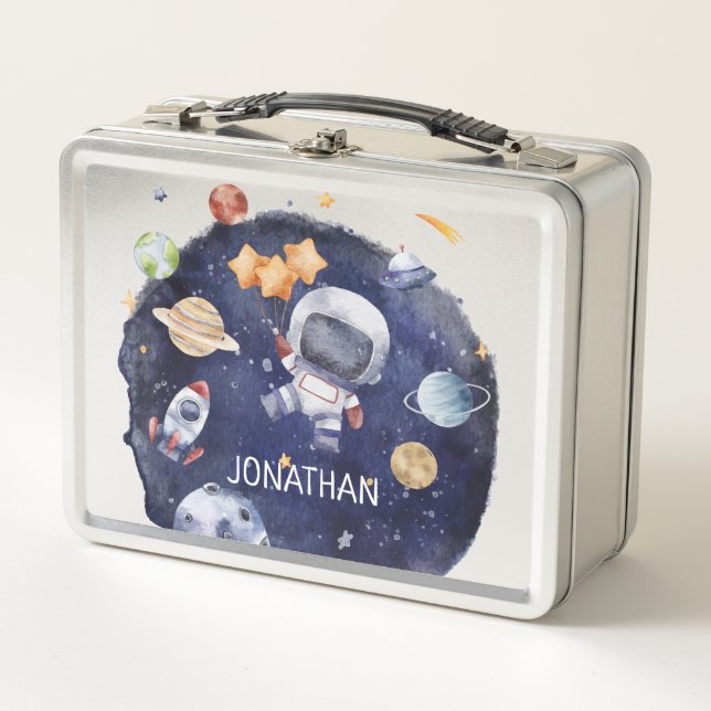Lunch Box Enfants Astronaut Galaxy Nom personnalisé (Devant)