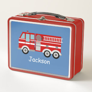 Lunch Box Enfants personnalisés par camion de pompiers roug