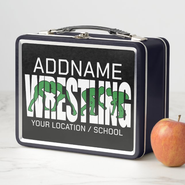 Lunch Box Équipe de lutte AJOUTER TEXTE École Varsity Lutteu (En situation)