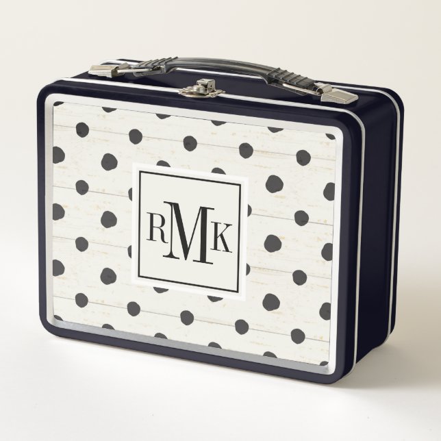 Lunch Box Étape simple trois de signes du monogramme | (Devant)