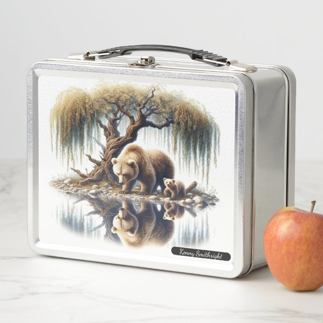 Lunch Box Famille d'ours à côté d'un ruisseau paisible (En situation)