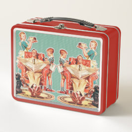 Lunch Box Famille nucléaire Vintage des années 1950, femme a