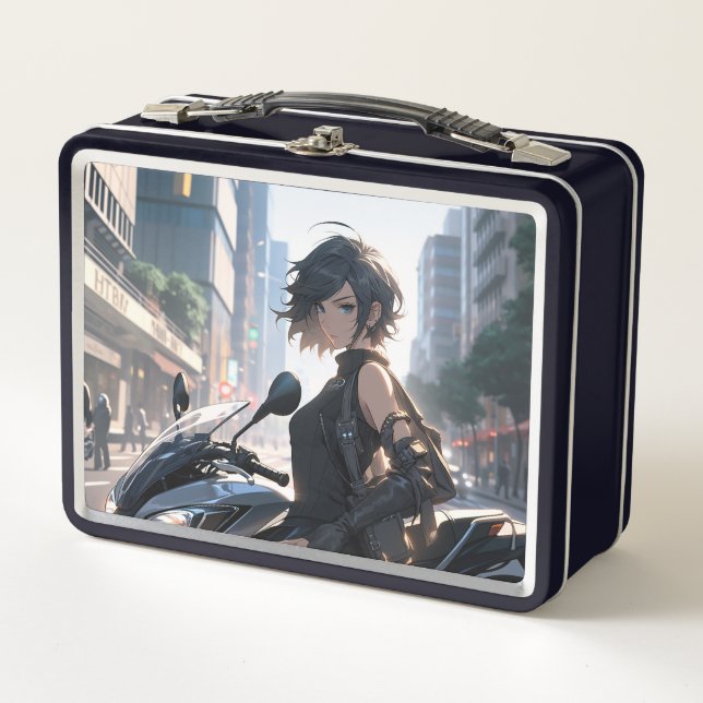 Lunch Box Femme Anime à vélo centre-ville (Devant)