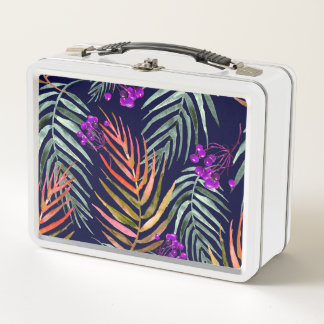 Lunch Box Feuilles d'aquarelle tropicale, éclaboussure abstr