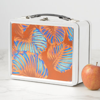 Lunch Box Feuilles tropicaux d'Orange et de Turquoise brûlés