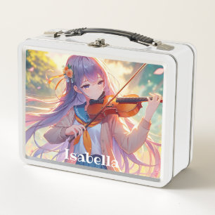Lunch Box Fille d'anime personnalisée jouant du violon
