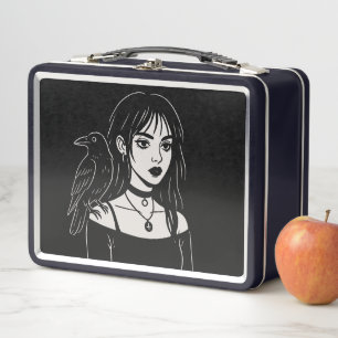Lunch Box Fille gothique avec corbeau 