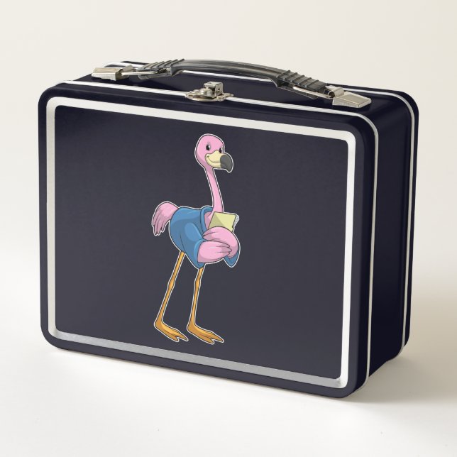 Lunch Box Flamant rose en tant que secrétaire avec Bloc-note (Devant)