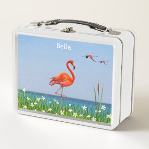 Lunch Box Flamants roses sur un beau paysage floral