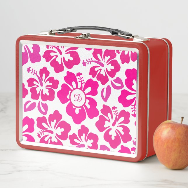 Lunch Box fleur d'hibiscus tropical hawaii rose (En situation)