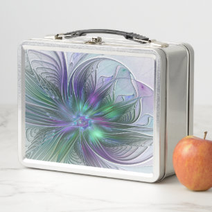 Lunch Box Fleur verte abstraite moderne fractale violette