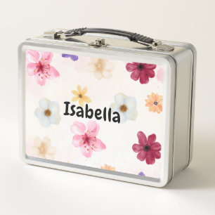 Lunch Box Fleurs aquarelles pastel personnalisées
