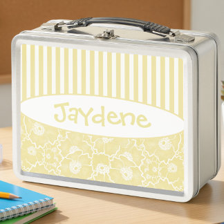 Lunch Box Fleurs de citron et de crème avec des rayures