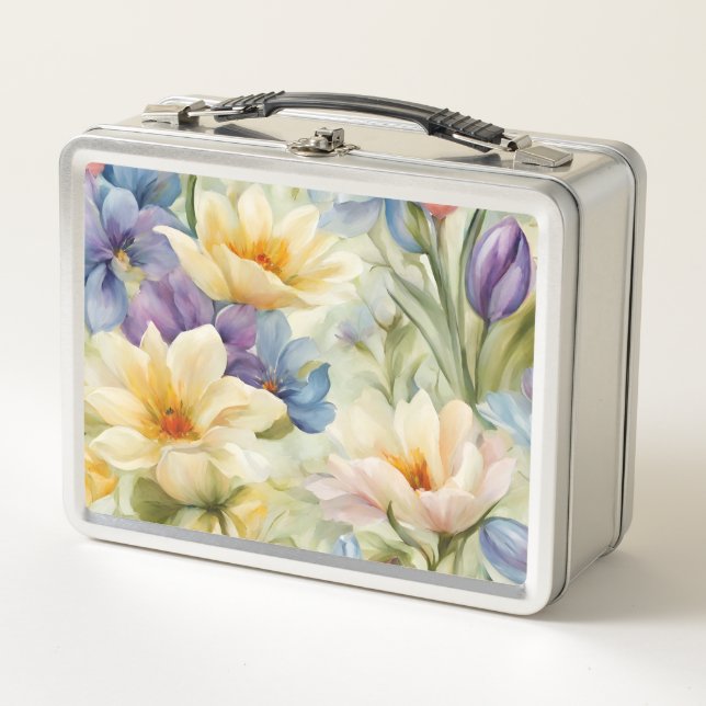 Lunch Box Fleurs De Printemps Sophistiquées. Peinture (Devant)