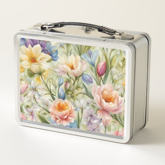 Lunch Box Fleurs De Printemps Sophistiquées. Peinture (Dos)