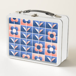 Lunch Box Fleurs stylisées rétro : motif en mosaïque.