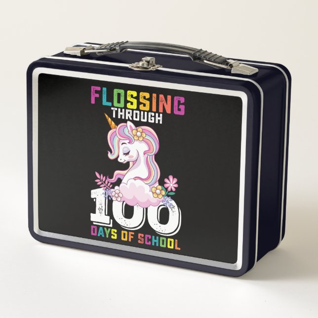 Lunch Box Flossing through 100 Days of School Unicorn (Devant)