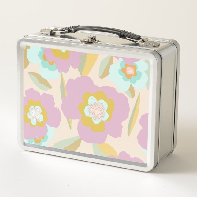Lunch Box Flowers abstrait | Pastel Lilac Floral Pattern (Devant)