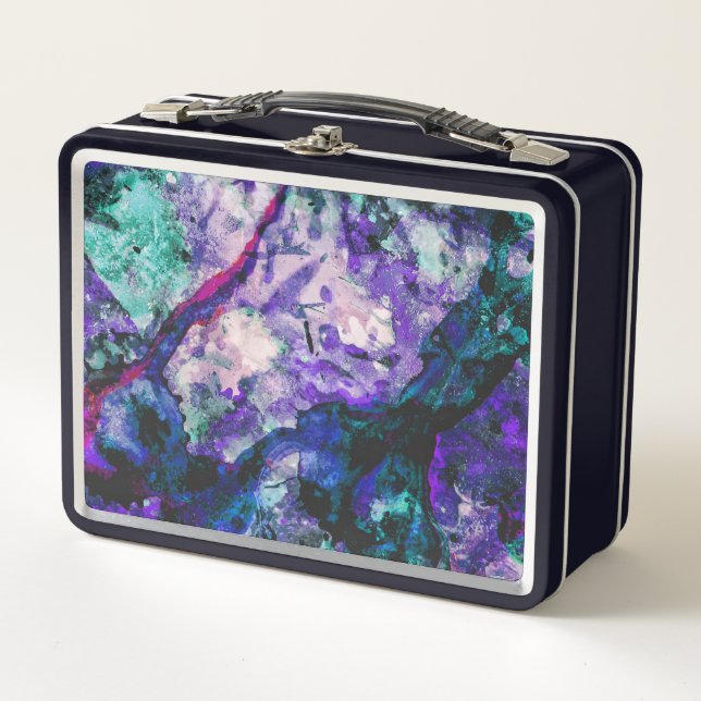 Lunch Box Fluorite Crystal Geode Marbre Abstrait (Devant)