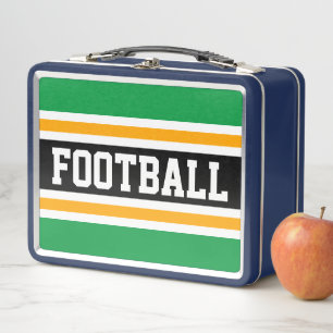 Lunch Box FOOTBALL Vert Clair Noir Orange Bandes de Course