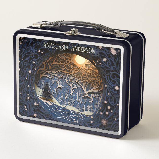 Lunch Box Forêt d'hiver magique nostalgique (Devant)
