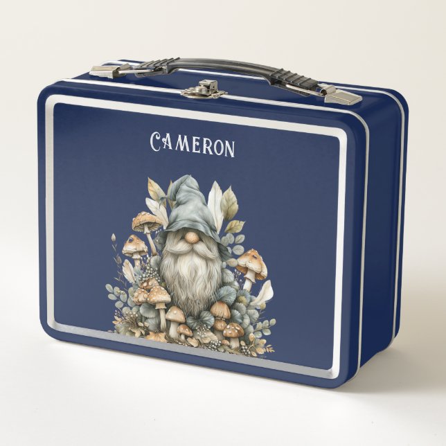 Lunch Box Forêt enchantée personnalisée Gnome Marine Bleu (Devant)