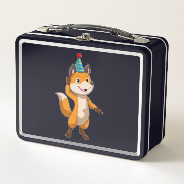Lunch Box Fox à la fête avec casquette de parti (Devant)
